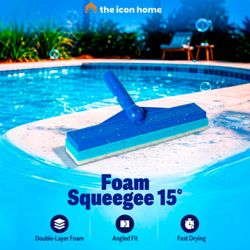 Brustec 15 degree angled foam squeegee scrub brush for cleaning pool waterline, tile, and steps