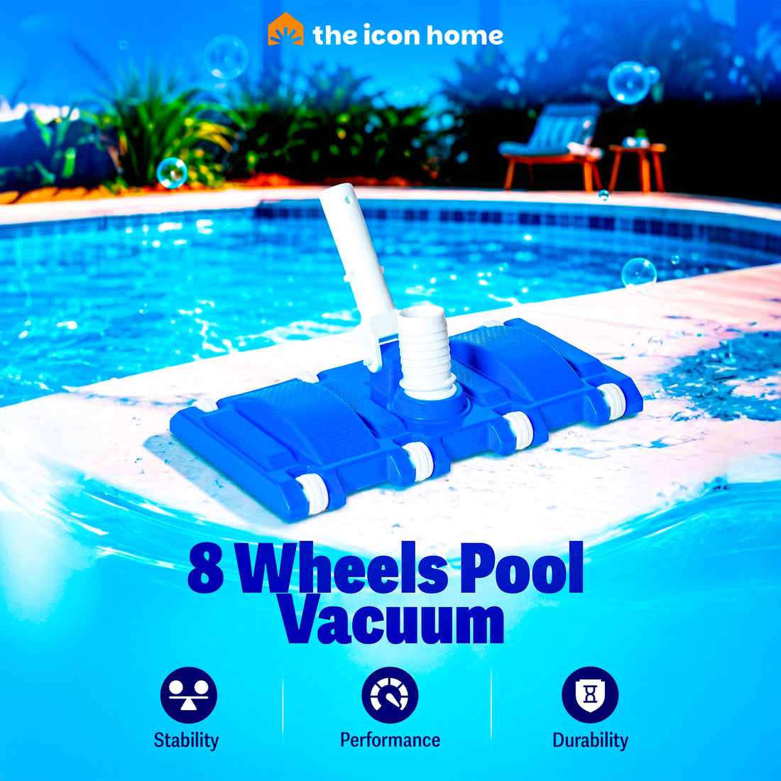 Brustec Pool Manual Weighted Vacuum Head for Inground & Above Ground Pools, 1-1/2" Swivel Hose and Standard Pole Attachment
