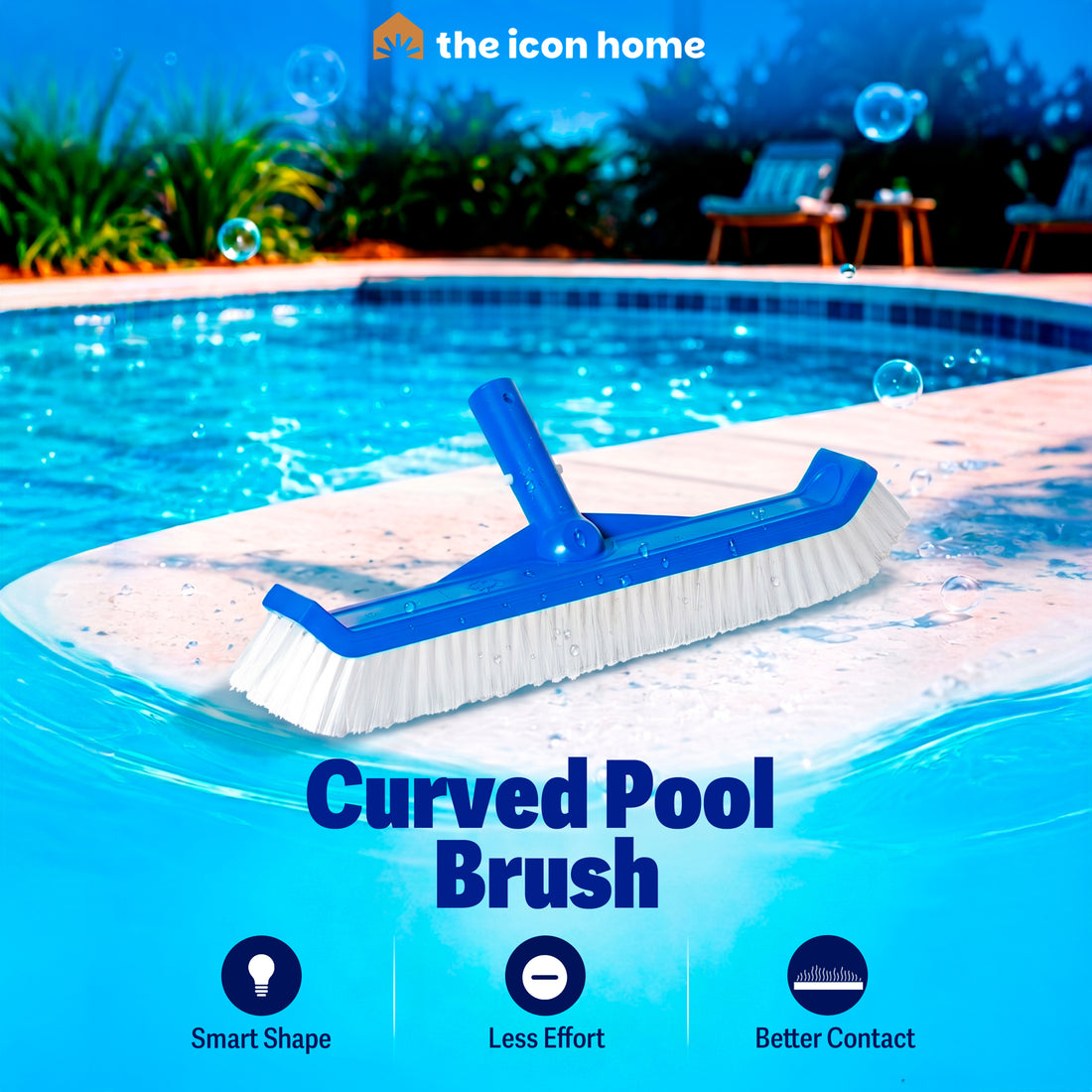 Pool Brush Head with Curved Ends – Brustec Nylon Brush for Vinyl, Fiberglass & Above-Ground Pool Walls & Steps