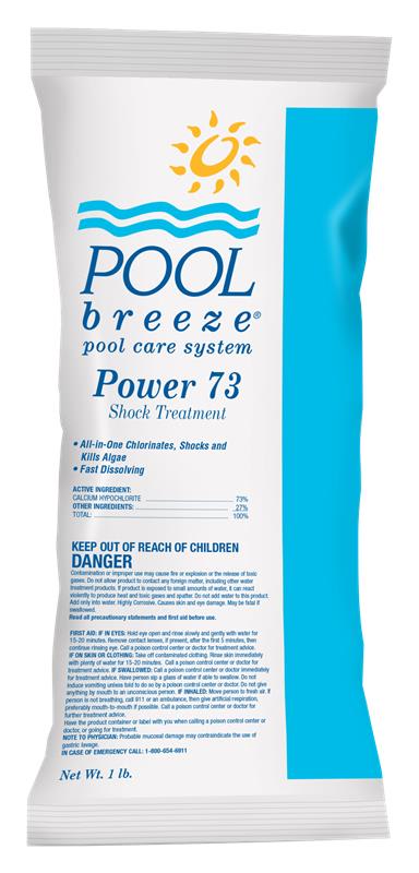 Pool Breeze Power 73% cal hypo granular chlorine shock, 1 lb bag
