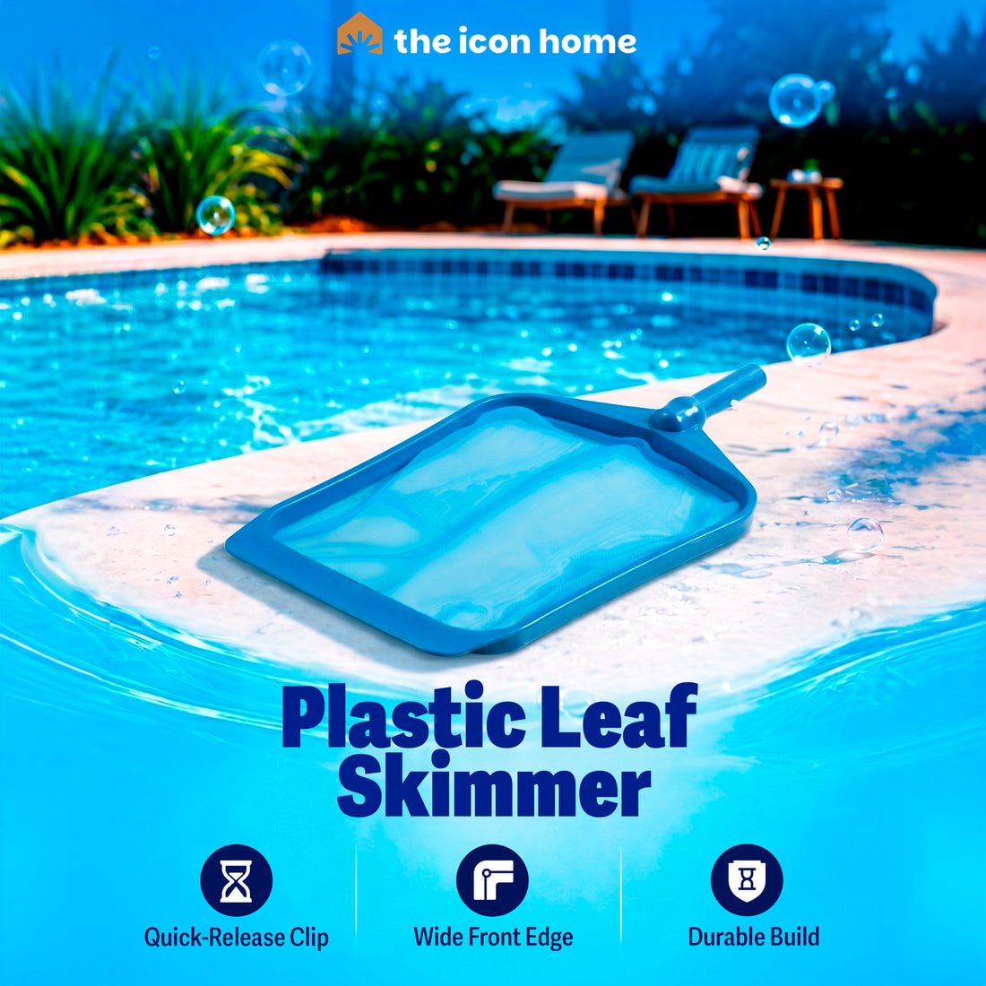 Pool Leaf Skimmer Net – Brustec Plastic Hand Skimmer for Leaves, Bugs & Surface Debris (Fits Standard Poles)